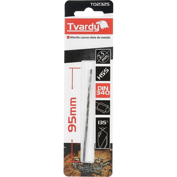 Wiertło Tvardy Wiertło czarno-złote do metalu przedłużane HSS M2 2.5mm (1/250/1000)