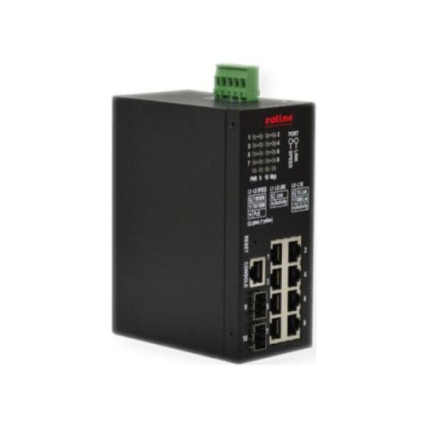 Switch Roline Przemysłowy przełącznik gigabitowy ROLINE, 10 portów, PoE+, inteligentnie zarządzany