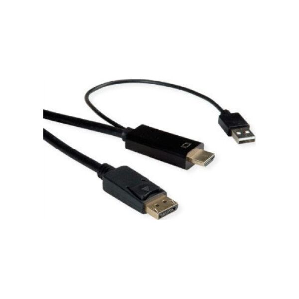 Kabel Roline ROLINE Kabel HDMI UltraHDTV - DisplayPort, M/M, zwart, 2 m