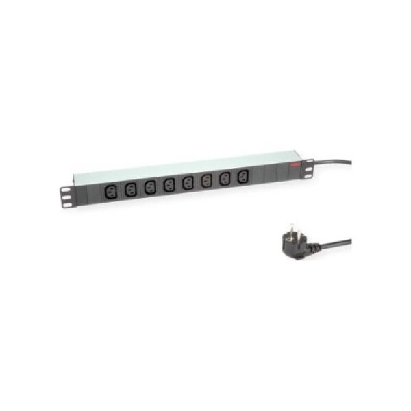 Kabel zasilający Roline Listwa zasilająca ROLINE 19 8-drożna C13 + wtyczka z uziemieniem, aluminiowa, 2 m