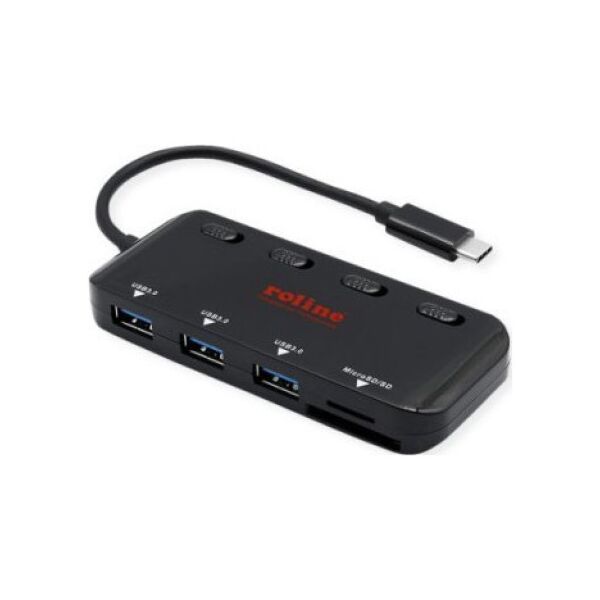 HUB USB Roline Koncentrator ROLINE USB 3.2 Gen 1, potrójny, kabel połączeniowy typu C