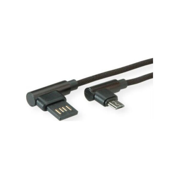 Kabel USB Roline USB-A - micro-B 0.8 m Czarny (11.02.8720)