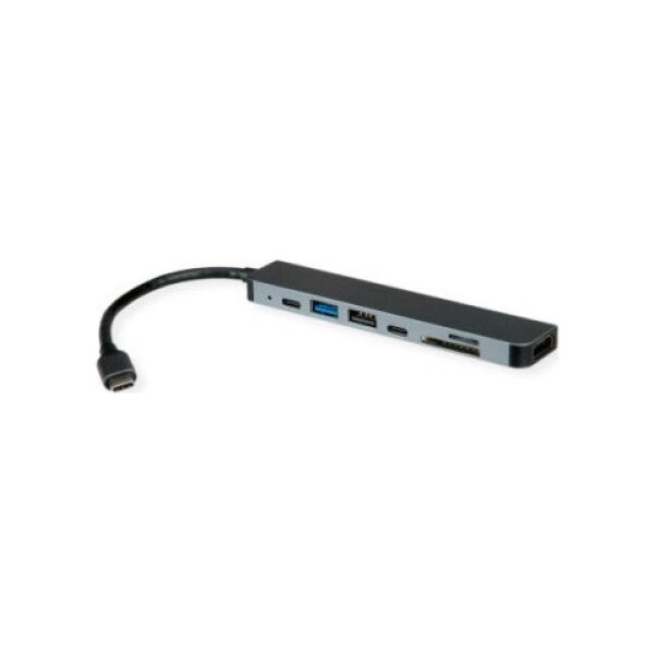 Roline Stacja dokująca ROLINE USB typu C, 4K HDMI, 1x USB2.0 (A), 2x USB3.2 Gen1 (A+C), 1x PD, SD/MicroSD