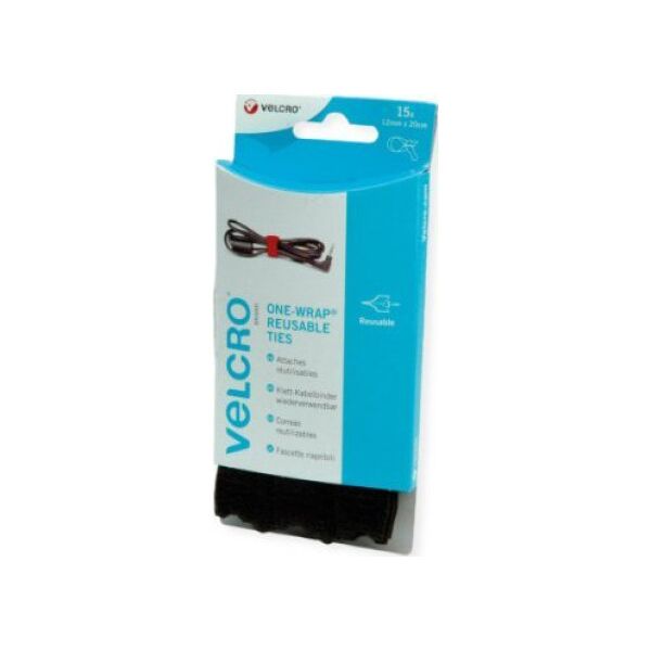 Velcro VELCRO ONE-WRAP rzepy wielokrotnego użytku ONE-WRAP 12mm x 20cm x 15 Czarny