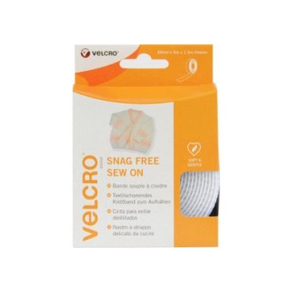 Velcro Taśma rzepowa VELCRO do przyszycia, haczyk i pętelka 20 mm x 3 m biała