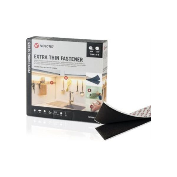 Velcro VELCRO Extra Thin Fixing Tape 25m taśma z haczykiem i pętelką 25m taśma z pętelką, haczyk i pętelka 50mm czarna