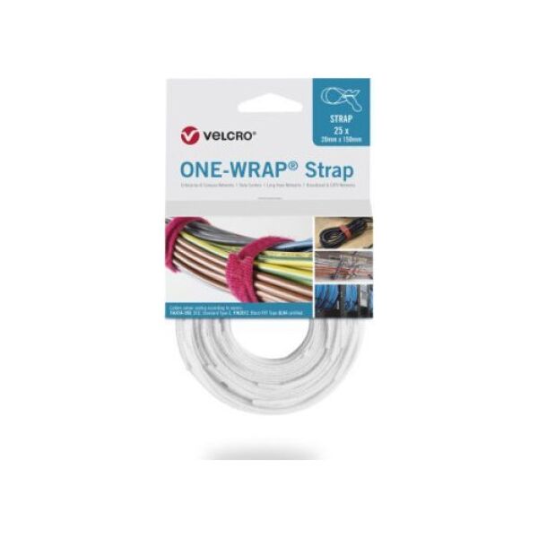 Velcro Taśma do wiązania VELCRO One Wrap 20 mm x 200 mm, 25 sztuk, biała
