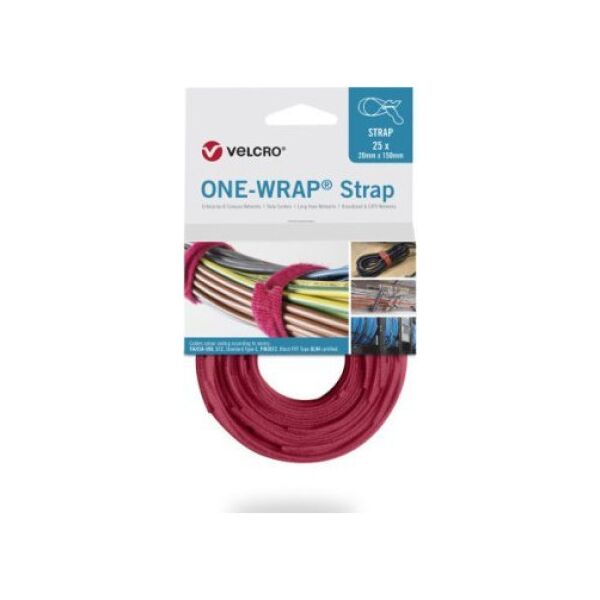 Velcro Taśma do wiązania VELCRO One Wrap 20 mm x 200 mm, 25 sztuk, czerwona
