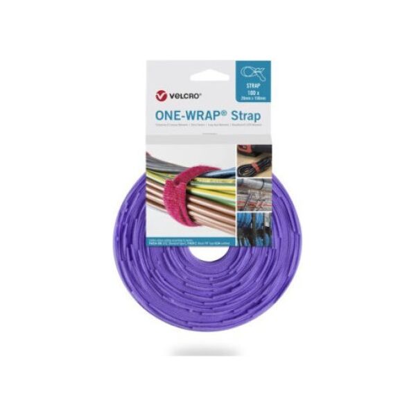 Velcro Taśma VELCRO One Wrap 20 mm x 200 mm, 100 sztuk, fioletowa
