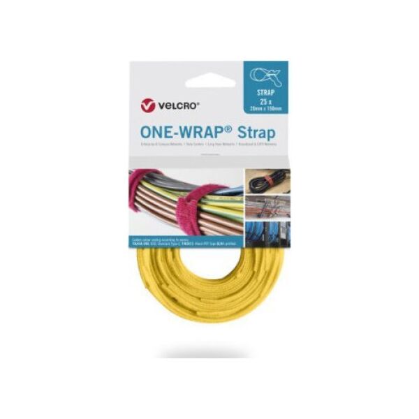 Velcro Taśma do wiązania VELCRO One Wrap 20 mm x 230 mm, 25 sztuk, żółta
