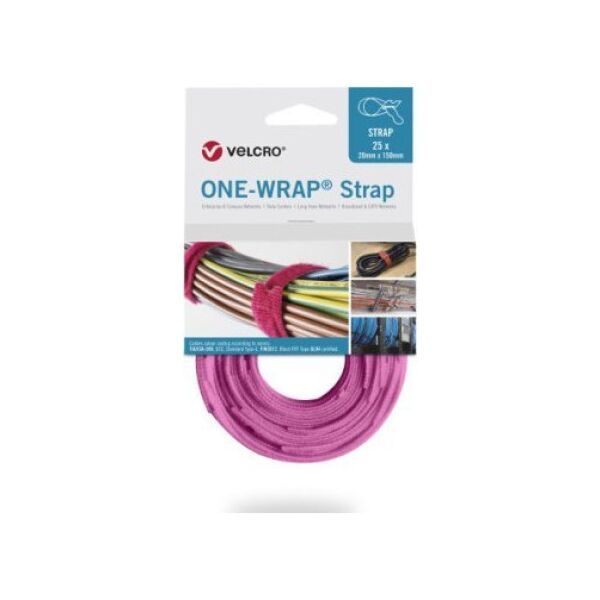 Velcro Taśma do wiązania VELCRO One Wrap 20 mm x 330 mm, 25 sztuk, różowa