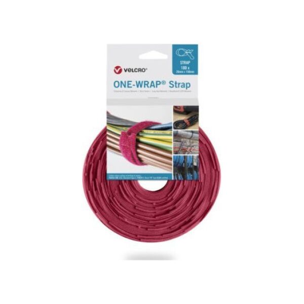 Velcro Taśma do wiązania VELCRO One Wrap 20 mm x 200 mm, 100 sztuk, czerwona
