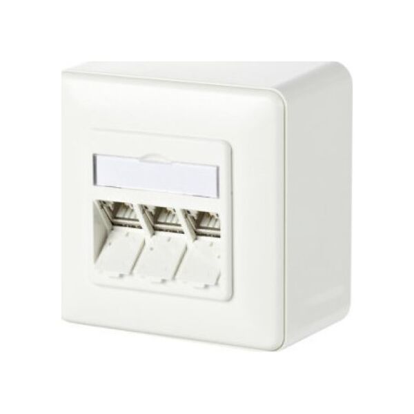 Metz METZ CONNECT C6Amodul 3-portowa puszka natynkowa 180, czysta biel RAL9010