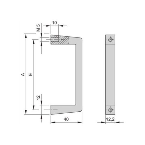 SCHROFF SCHROFF Uchwyt przedni jednoczęściowy, szerokość 12,2 mm, anodowany bezbarwnie, 132 mm