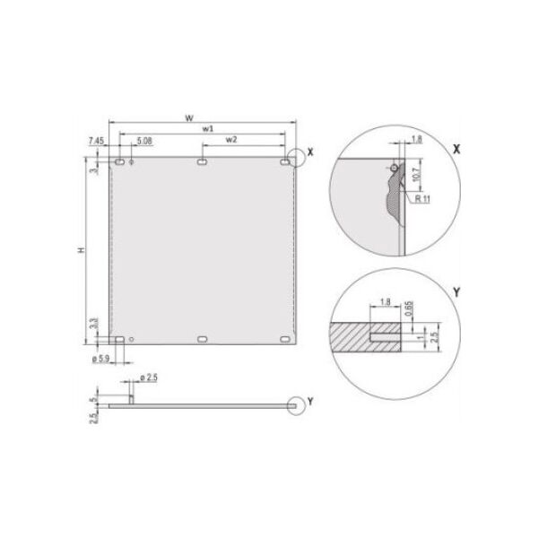 SCHROFF SCHROFF Panel przedni, osłona Refrofit, 3 HU, 6 HU, 2,5 mm, Al, anodowany, nieobrobione krawędzie