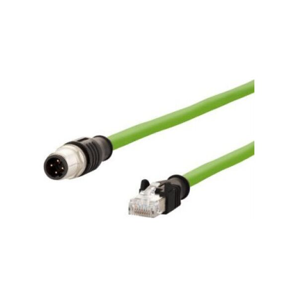 Metz METZ CONNECT Kabel połączeniowy M12 męski-RJ45 męski, 4-biegunowy z kodem D, prosty, łańcuch nadążny, moment obrotowy, 5 m