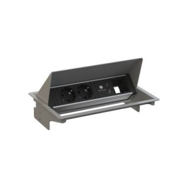 Bachmann BACHMANN CONEO SET 2x gniazdo z uziemieniem, 1x ABD, 1x ładowarka USB, srebrny