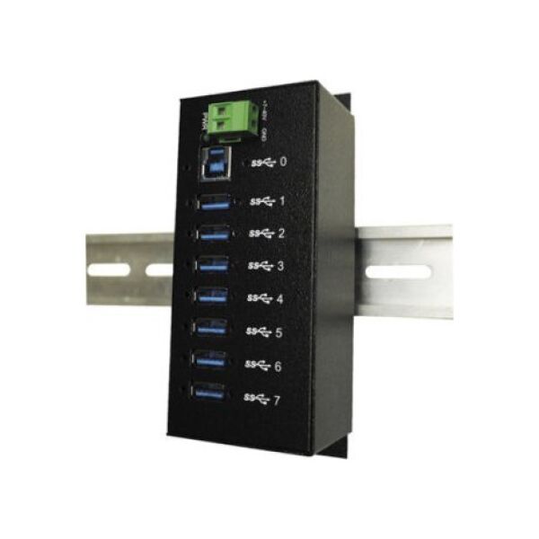 Exsys EXSYS EX-1187HMVS 7-portowy metalowy koncentrator USB 3.2 Gen1 Din-Rail