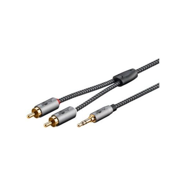 Kabel Goobay Kabel przejściowy audio AUX, jack 3,5 mm na wtyczkę stereo RCA, 5 m, Sharkskin Grey - Długość kabla 5 m