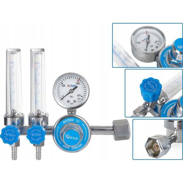 Geko Reduktor CO2/ARGON z dwoma rotametrami (10)