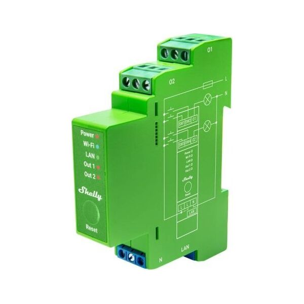 Shelly Shelly Relais "Pro Dimmer 2PM" LED/Glühbirne WLAN LAN BT DIN-Rail