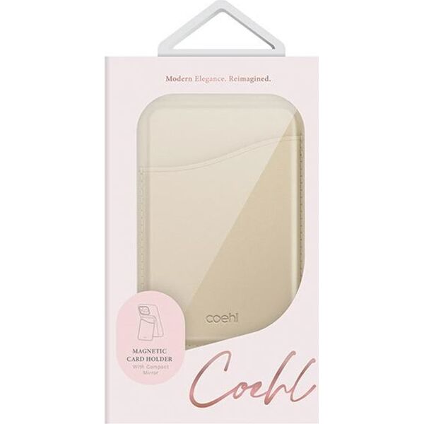 Podstawka Uniq UNIQ Coehl Esme magnetyczny portfel z lusterkiem i podpórką kremowy/cream