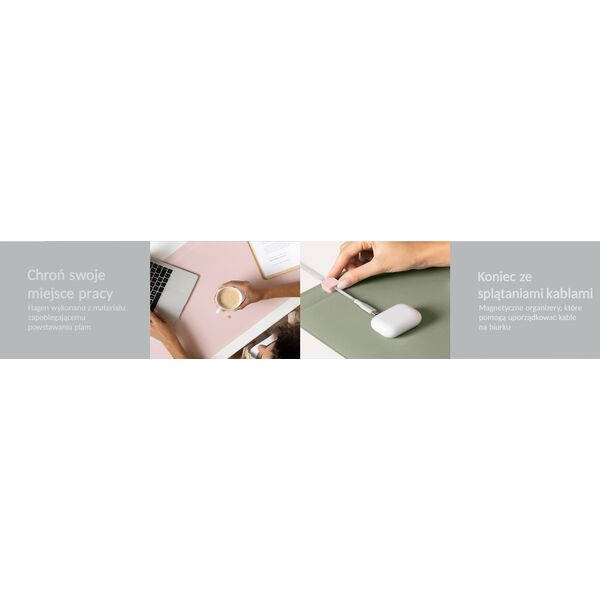 Uniq UNIQ Hagen dwustronna magnetyczna podkładka na biurko różowo-zielony/blush pink-mist green