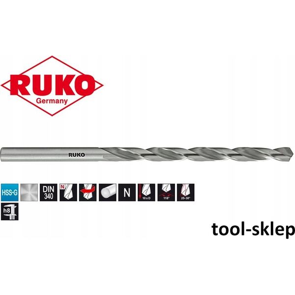 Sourcing Extended drill bit for metal RUKO TL3000 DIN340 O 13.0 mm