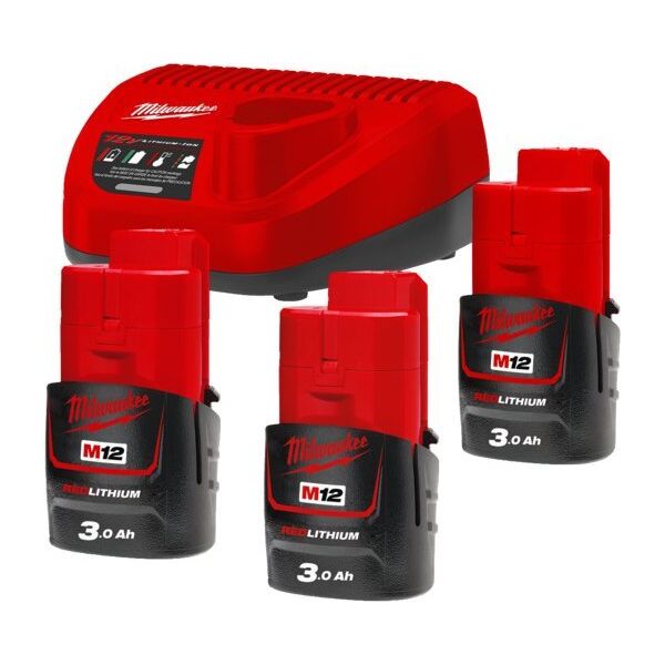 Milwaukee Set M12 NRG-303 (charger + 3 pcs., battery M12 B3) Milwaukee