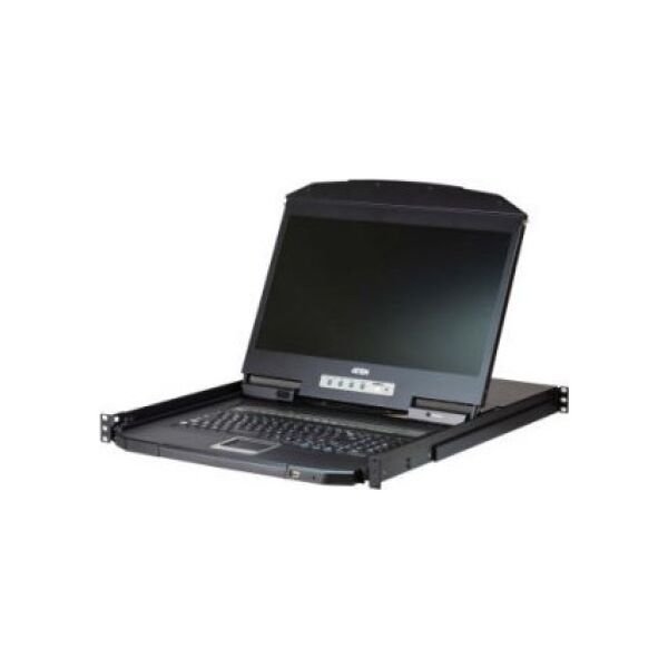 Przełącznik Aten Przełącznik KVM ATEN CL3116NX, 18,5-calowy wyświetlacz TFT, VGA, PS/2-USB, 16 portów, niemiecki układ klawiatury