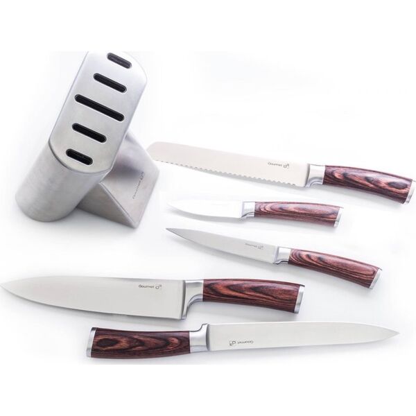 G21 Knife set in stainless steel stand G21 Gourmet Steely 60022164, 5 pcs