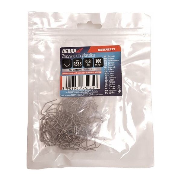 Dedra Zszywki do plastiku typ RS38, 0.8mm, V do narożników ,100szt