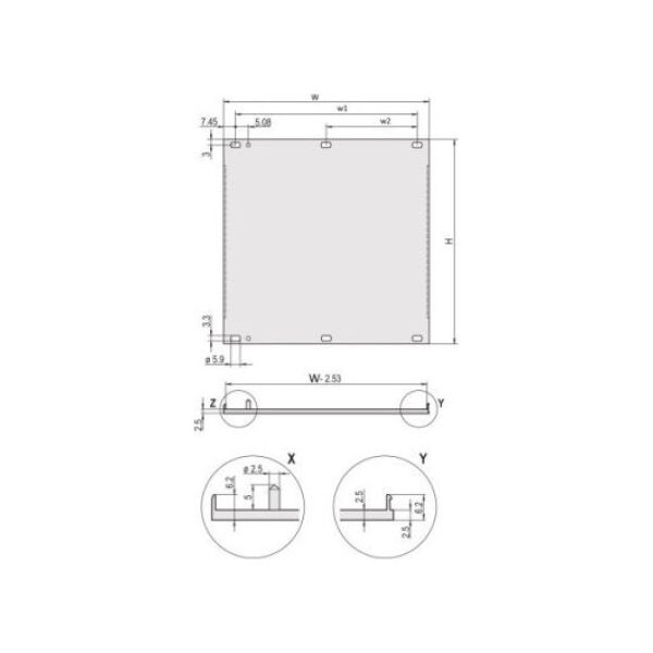 SCHROFF SCHROFF Panel przedni, profil U, ekranowanie Refrofit, 6 U, 12 U, 2,5 mm, Al, anodowany przód, przewodzący tył