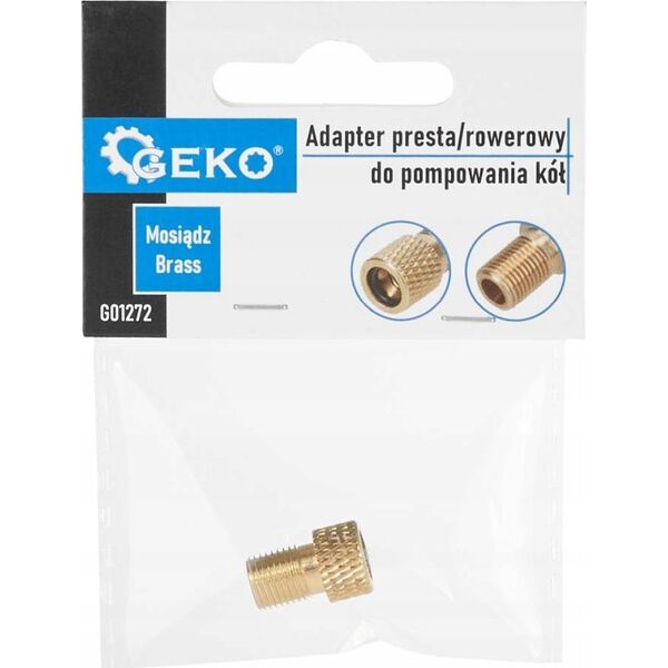 Geko Adapter presta/rowerowy do pompowania kół – mosiężny (25/300)