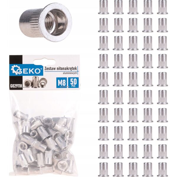 Geko Zestaw nitonakrętek aluminiowych M8 50szt (60)