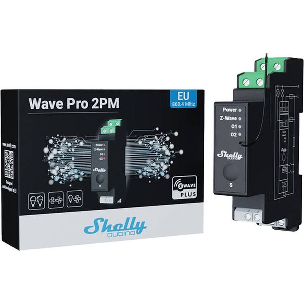 Shelly 2-kanałowy przekaźnik na szynę DIN z pomiarem energii Shelly Qubino Pro 2PM