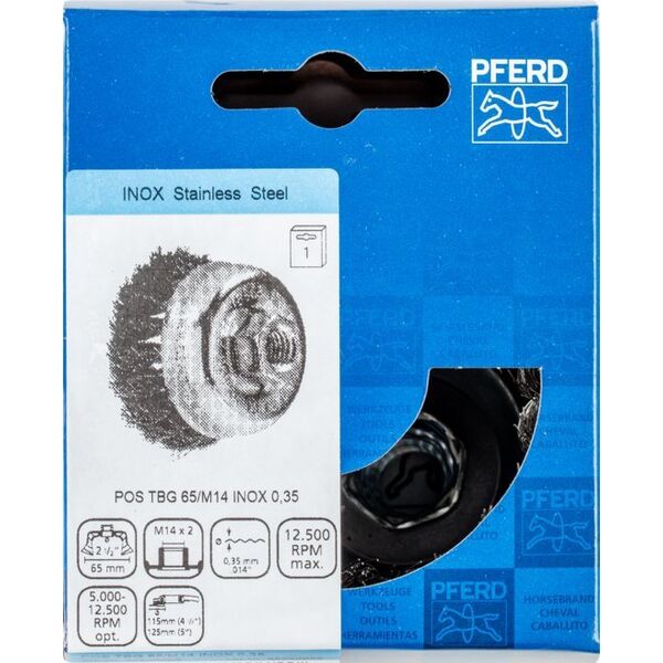Sourcing Metal brush-cup O65 PFERD TBG INOX 0.35