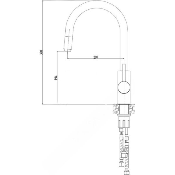 Bateria kuchenna Sourcing Kitchen faucet with pull-out hose Alveus Delos chrome
