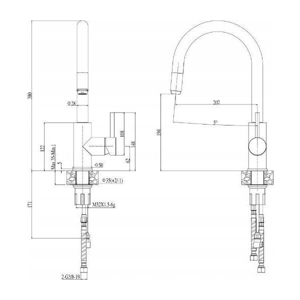 Bateria kuchenna Sourcing Kitchen faucet with pull-out hose Alveus Delos chrome