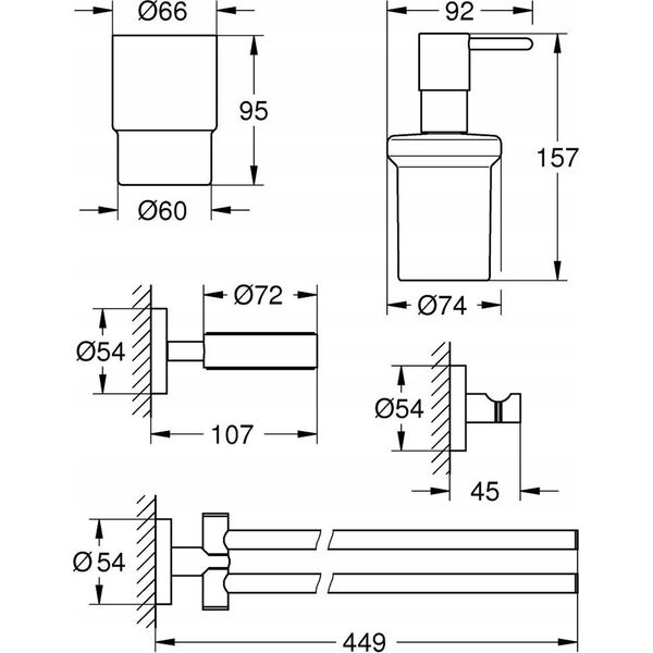 Grohe GROHE 40846001 Essentials Master bathroom accessories set 4-in-1