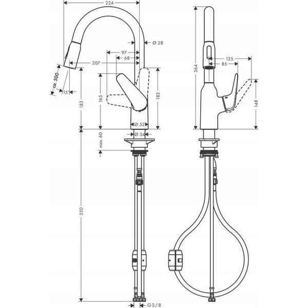 Bateria kuchenna Hansgrohe Kitchen faucet with pull-out hose Hansgrohe Focus M42, 71801000