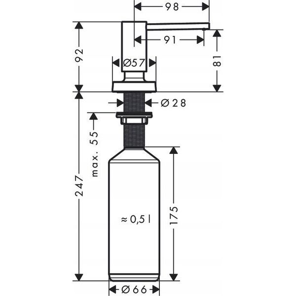 Hansgrohe Soap dispenser Hansgrohe A51, 40448800, stainless steel