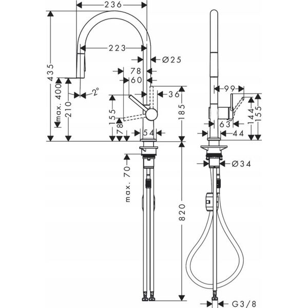 Bateria kuchenna Hansgrohe Kitchen faucet with pull-out hose Hansgrohe Talis M54 72801000