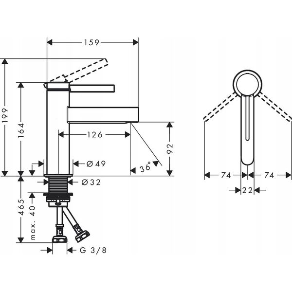 Bateria umywalkowa Hansgrohe Faucet Hansgrohe Finoris 76010670