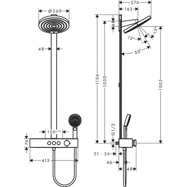 Zestaw prysznicowy Hansgrohe Shower set Hangsrohe Pulsify 24241670, black matte