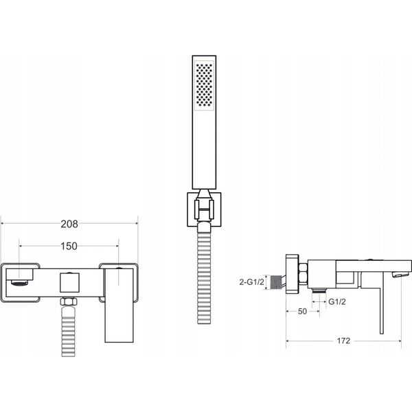 Bateria umywalkowa Besco Bathroom faucet Besco Modern Varium with shower, black matte BW-MVS-CZ