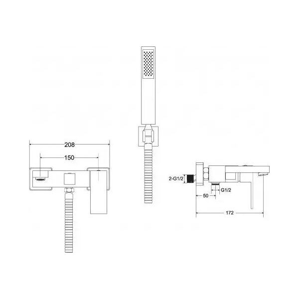 Bateria umywalkowa Besco Bathroom faucet Besco Modern Varium with shower, black matte BW-MVS-CZ