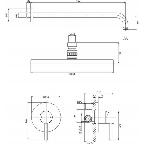 Bateria prysznicowa Sourcing Concealed shower system Omnires SYSY36GR, graphite