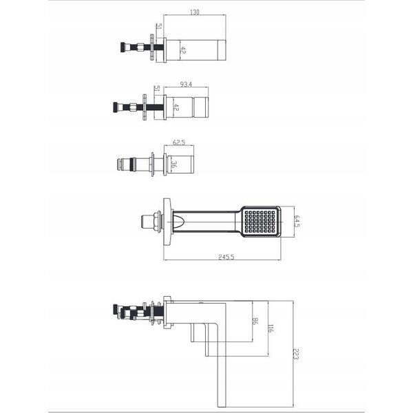 Bateria prysznicowa Sourcing Bathroom faucet with hand shower Omnires Baretti BA7832BL