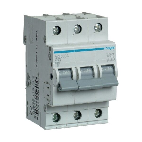 Hager CIRCUIT BREAKER 3P 63A C 6KA